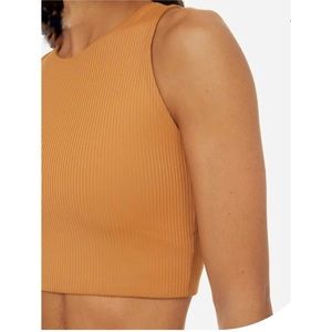 nwot Girlfriend collective Dylan RIB high neck toffee bra crop top tank S